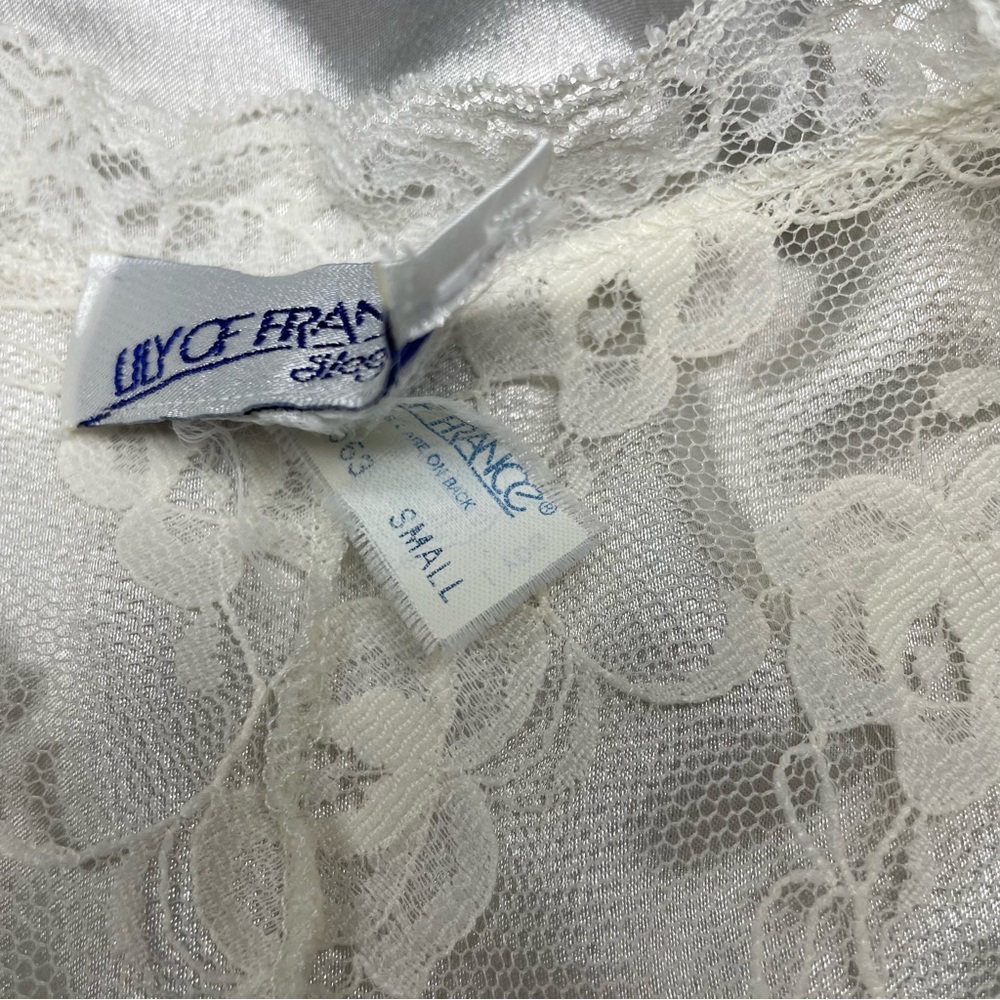 🔥VINTAGE LILY OF FRANCE 60s 70s 80s Lace Nightgown Robe Chemise Set Cream - Picture 11 of 16